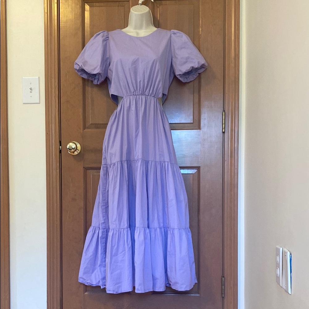 Peter Som Purple Smocked Maxi Sundress